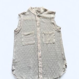 Mango tan semi-sheer sleeveless transparent blouse size XS